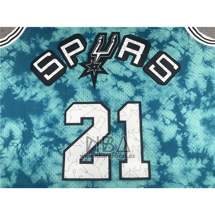 Camiseta San Antonio Spurs Tim Duncan NO 21 Galaxy Verde